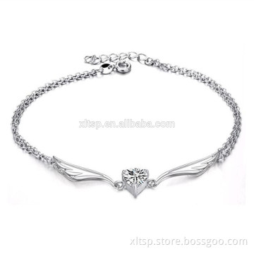 Women lover anklet crystal angle anklet with chain